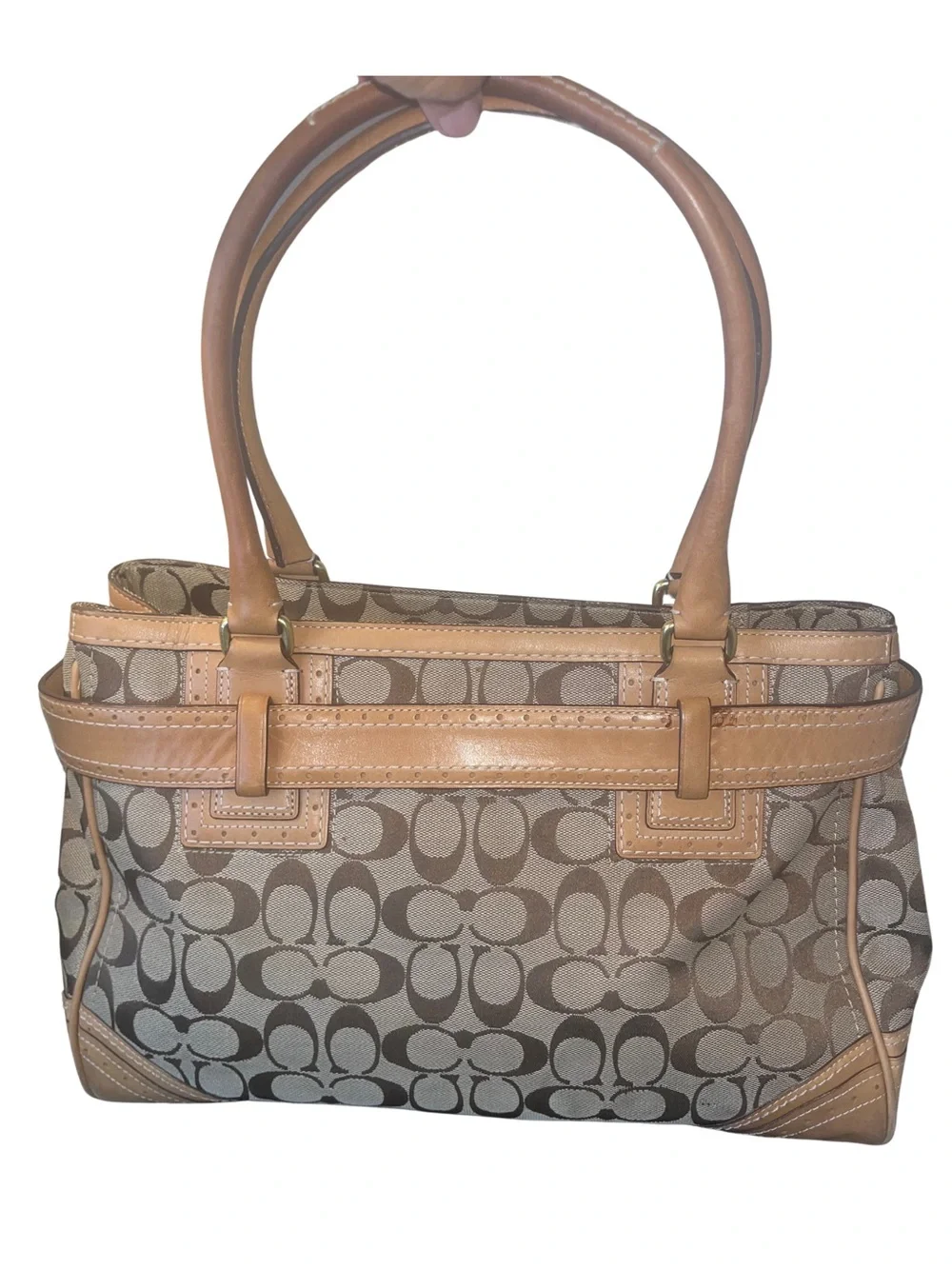Coach Hampton Vintage Signature Canvas & Leather Shoulder Bag